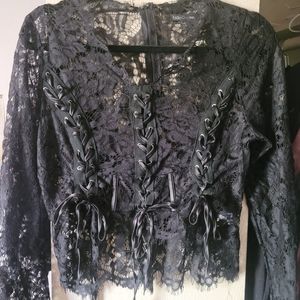 Fashion Nova black lace crop top, size large